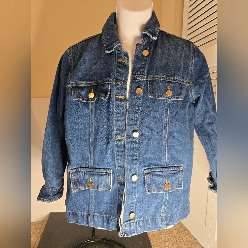 MICHAEL KORS Crop Denim Jacket Blue Women’s Sz Medium MSRP $130.00 NEW